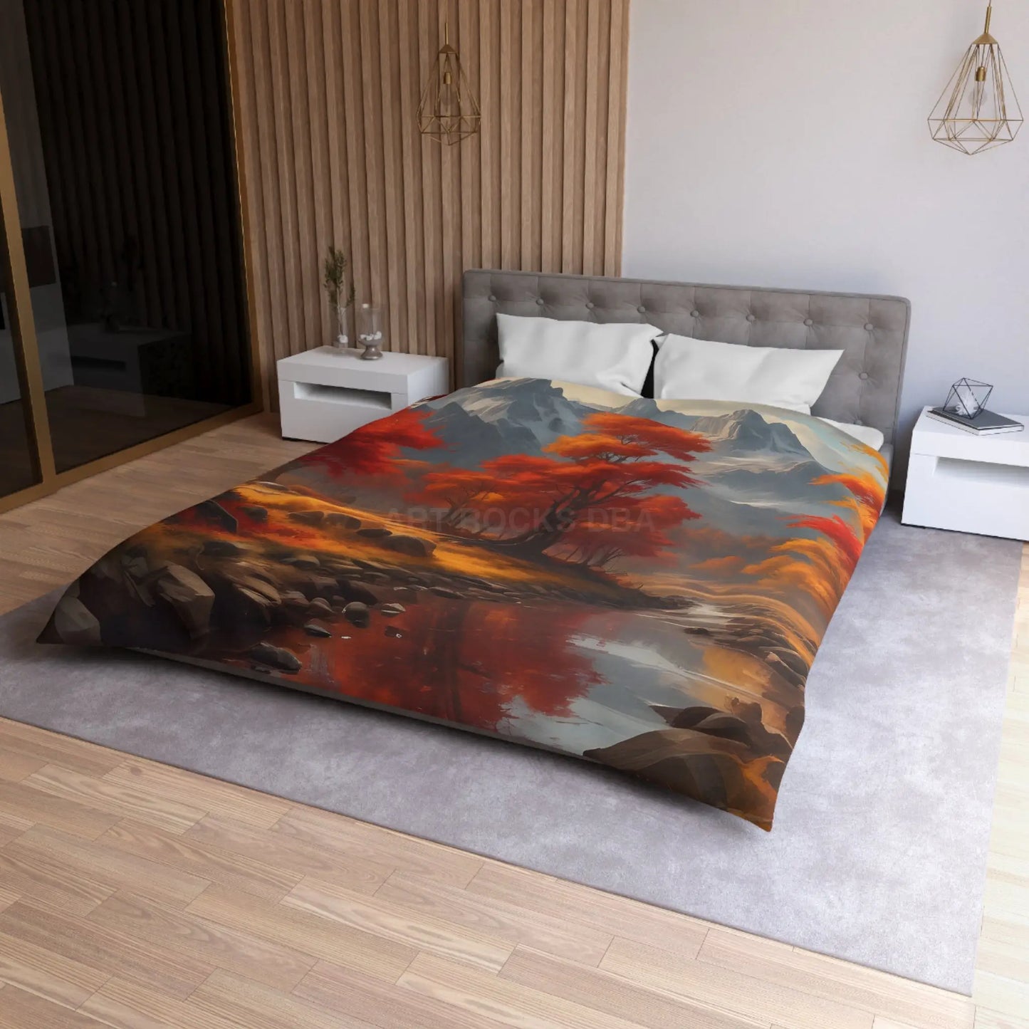 Autumn Mountains Landscape Microfiber Duvet Cover Cozy Bedroom Decor Fall Bedding Nature-themed Home Textile Gift