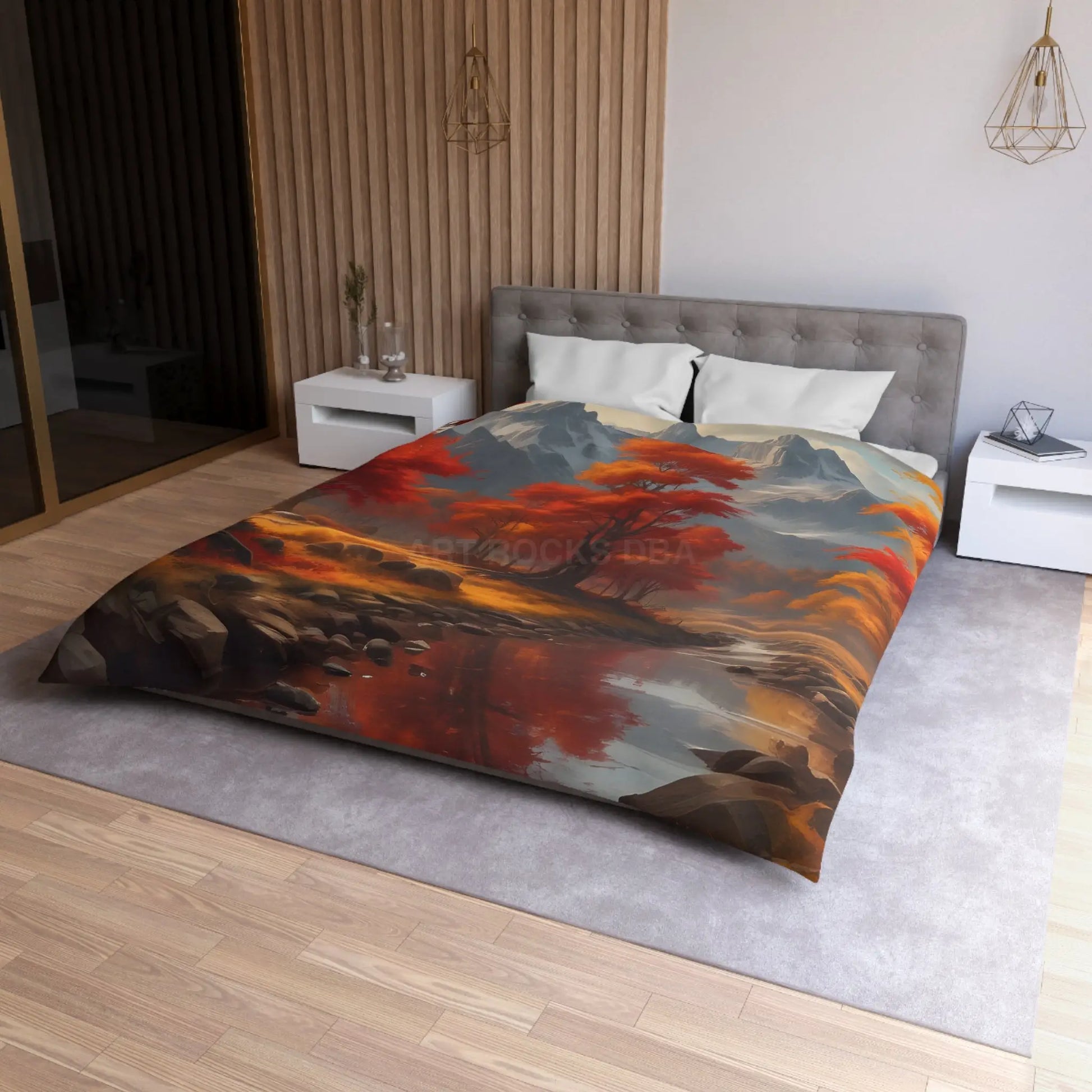Autumn Mountains Landscape Microfiber Duvet Cover Cozy Bedroom Decor Fall Bedding Nature-themed Home Textile Gift
