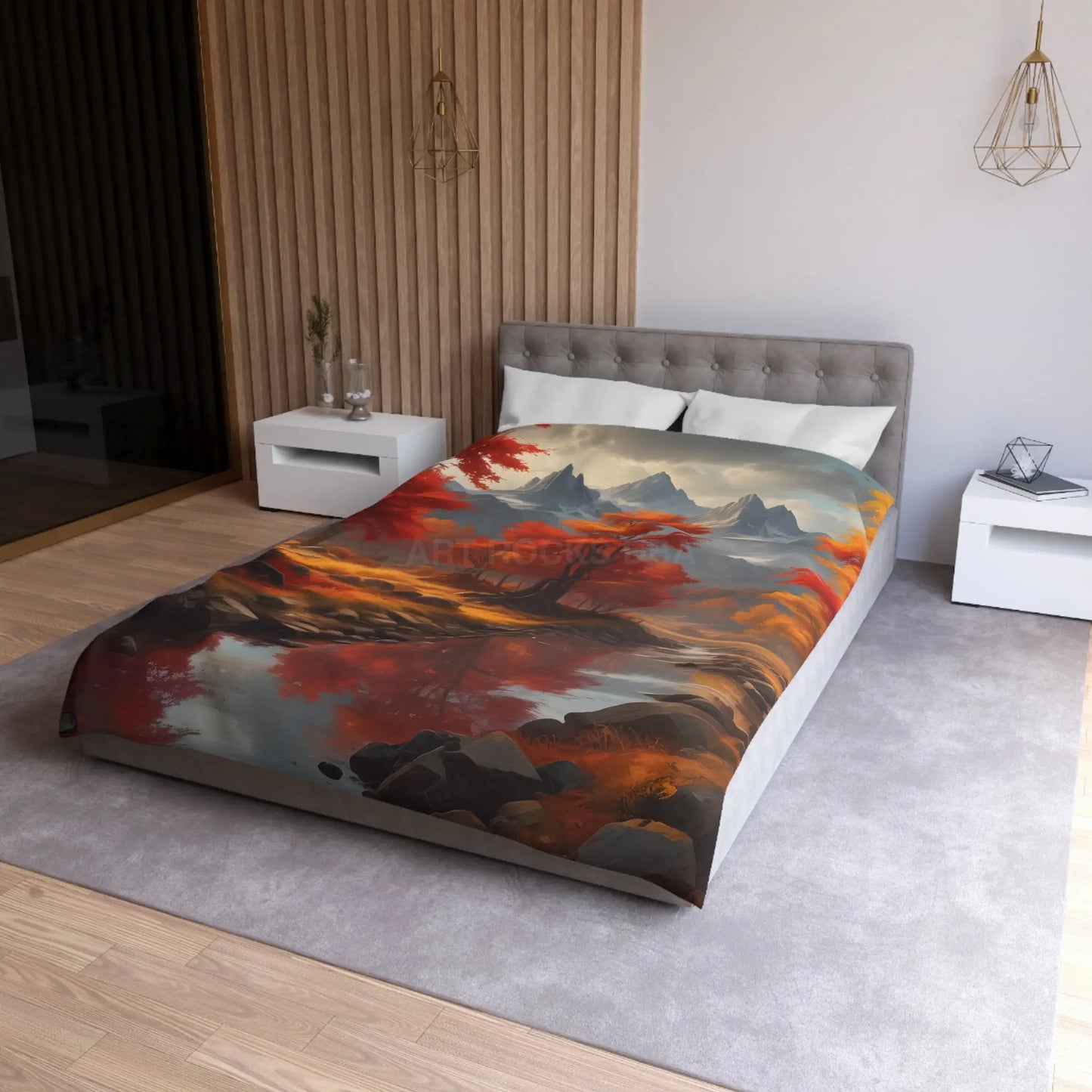 Autumn Mountains Landscape Microfiber Duvet Cover Cozy Bedroom Decor Fall Bedding Nature-themed Home Textile Gift