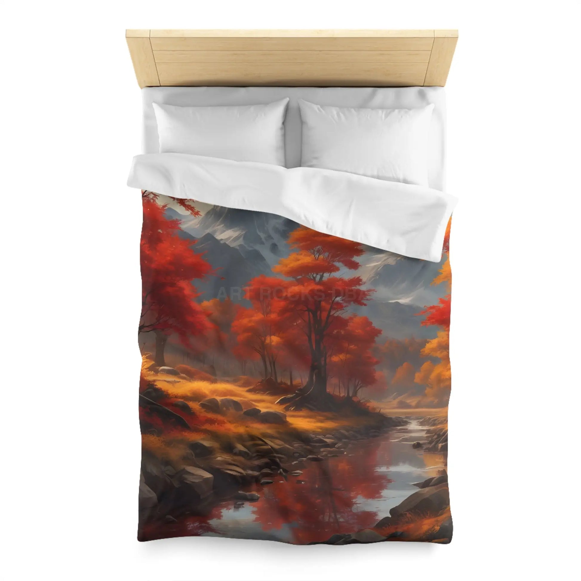 Autumn Mountains Landscape Microfiber Duvet Cover Cozy Bedroom Decor Fall Bedding Nature-themed Home Textile Gift