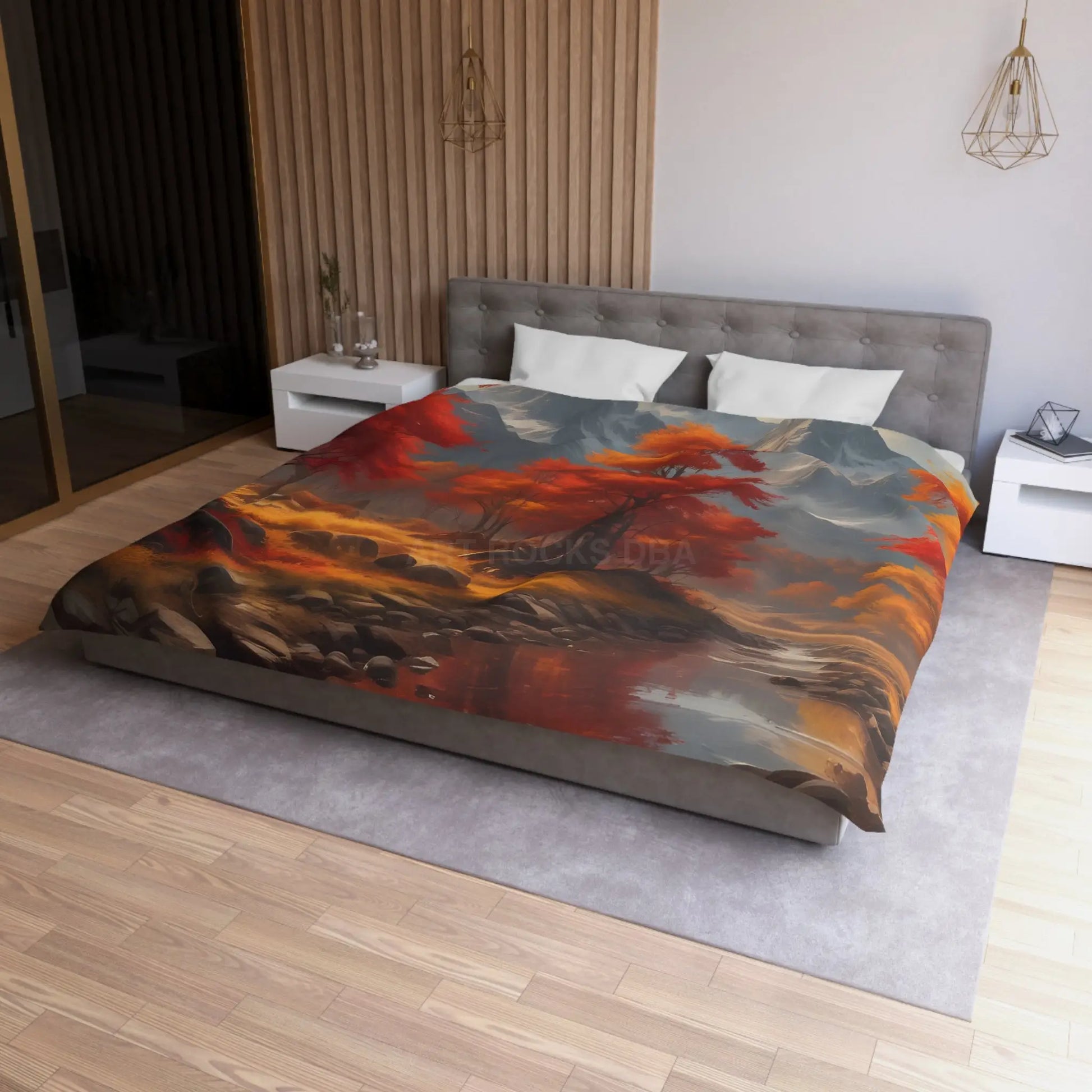 Autumn Mountains Landscape Microfiber Duvet Cover Cozy Bedroom Decor Fall Bedding Nature-themed Home Textile Gift