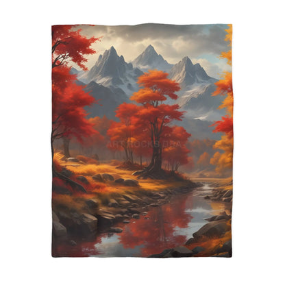 Autumn Mountains Landscape Microfiber Duvet Cover Cozy Bedroom Decor Fall Bedding Nature-themed Home Textile Gift