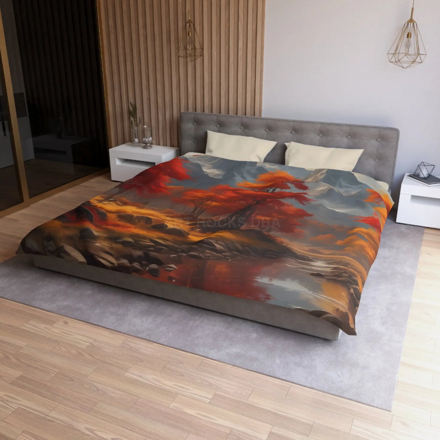 Autumn Mountains Landscape Microfiber Duvet Cover Cozy Bedroom Decor Fall Bedding Nature-themed Home Textile Gift