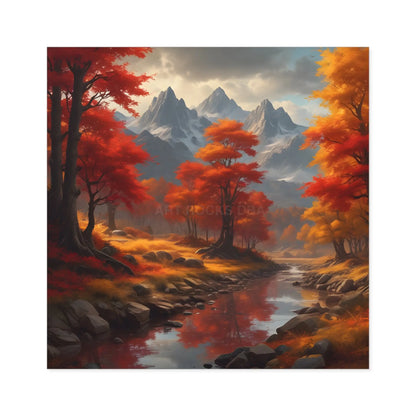 Autumn Mountains Landscape Stickers Fall Decor Nature Lover Gifts Outdoor Gear Seasonal Decorations Wall Art Aesthetic