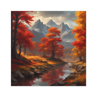 Autumn Mountains Landscape Stickers Fall Decor Nature Lover Gifts Outdoor Gear Seasonal Decorations Wall Art Aesthetic
