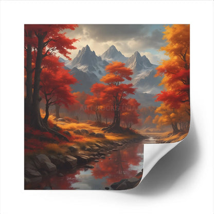 Autumn Mountains Landscape Stickers Fall Decor Nature Lover Gifts Outdoor Gear Seasonal Decorations Wall Art Aesthetic