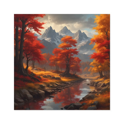 Autumn Mountains Landscape Stickers Fall Decor Nature Lover Gifts Outdoor Gear Seasonal Decorations Wall Art Aesthetic