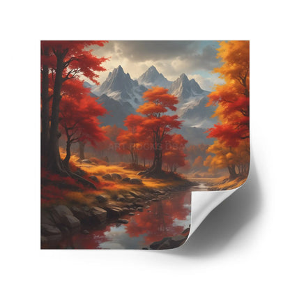 Autumn Mountains Landscape Stickers Fall Decor Nature Lover Gifts Outdoor Gear Seasonal Decorations Wall Art Aesthetic