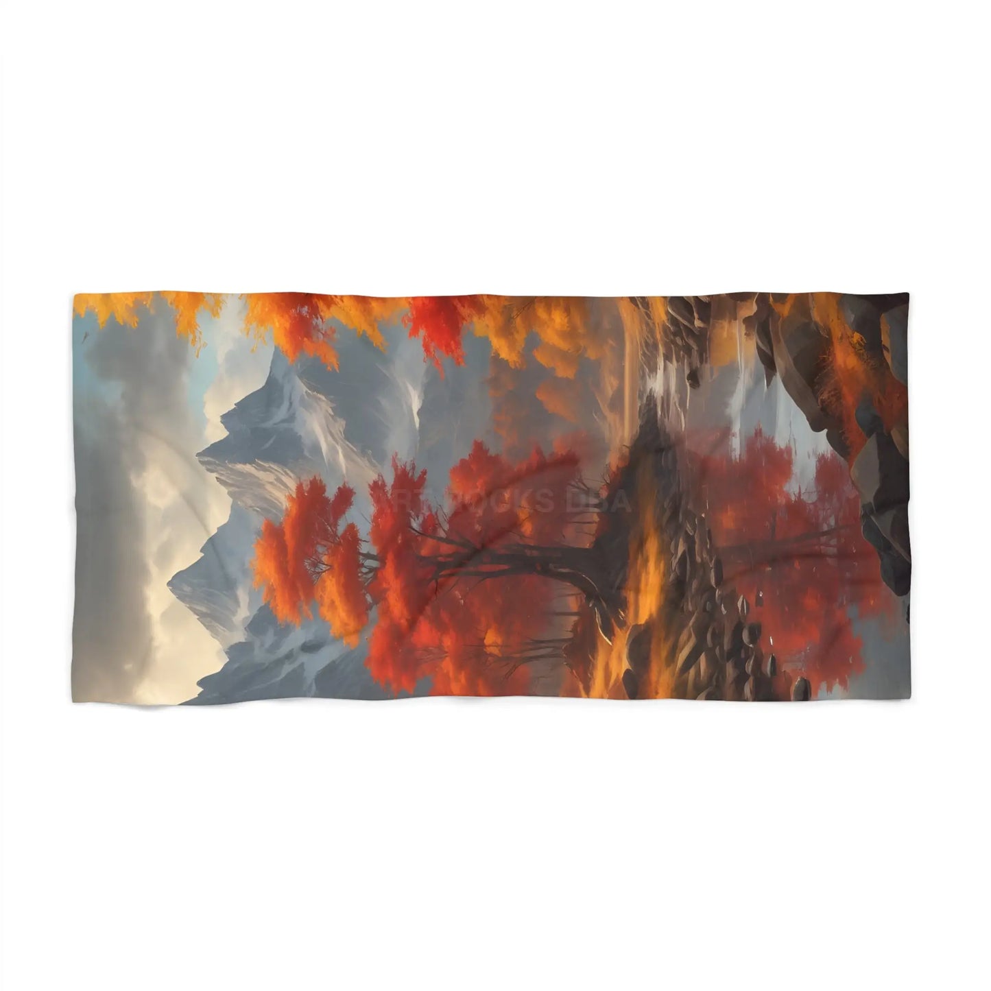 Autumn Mountainscape Beach Towel – Red Maple Landscape - 36’’ × 72’’ - Home Decor