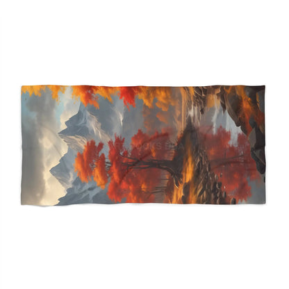 Autumn Mountainscape Beach Towel – Red Maple Landscape - Home Decor
