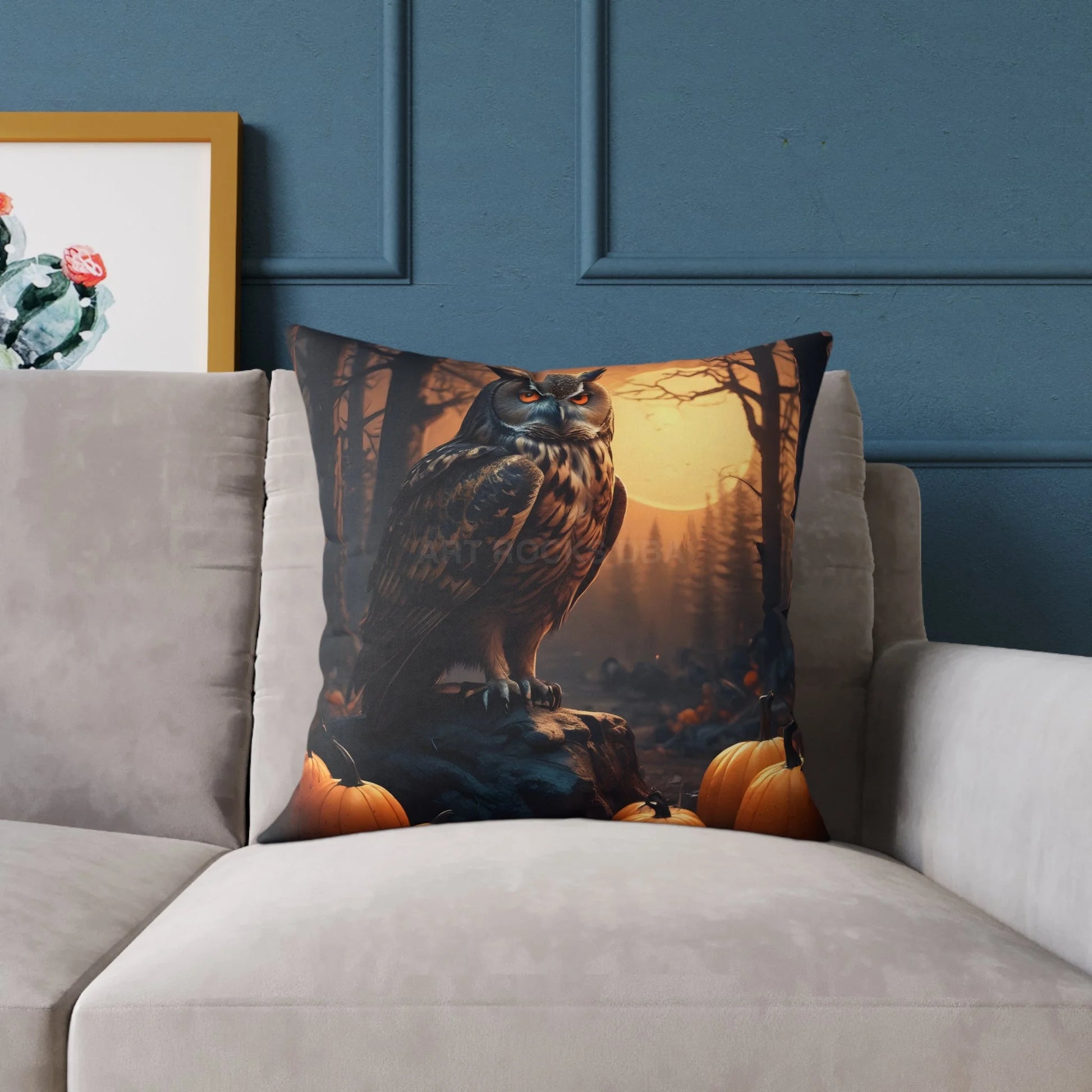 Autumn Owl Decorative Pillow | Cozy Fall Home Decor Halloween Accent Perfect Gift for Nature Lovers Throw Pillow