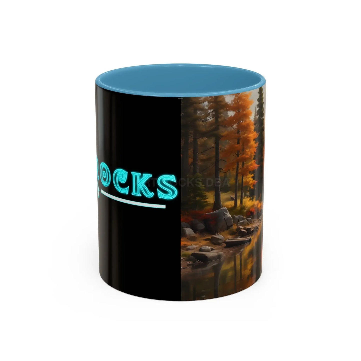 Autumn River Coffee Mug - Scenic Fall Landscape Accent Mug (11/15oz) - 11oz / Light Blue - Mug