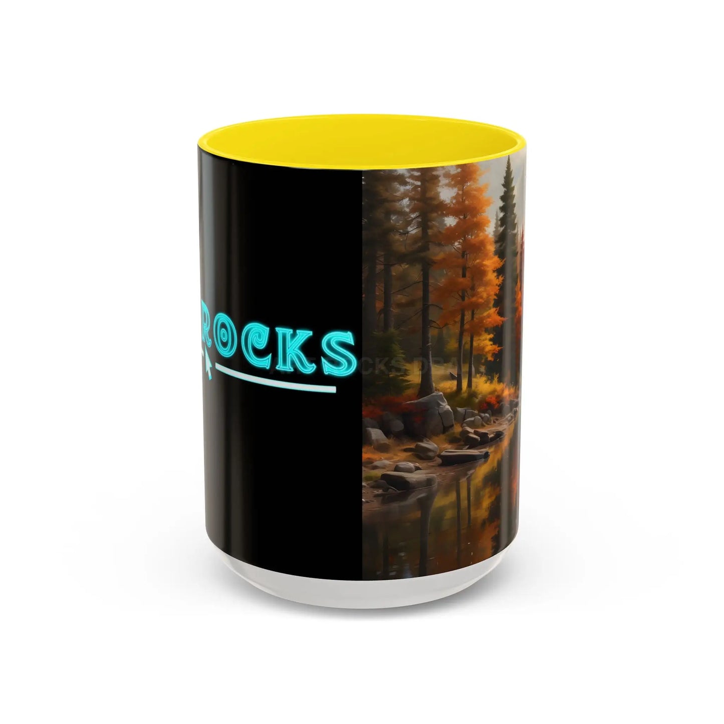 Autumn River Coffee Mug - Scenic Fall Landscape Accent Mug (11/15oz) - 15oz / Yellow - Mug