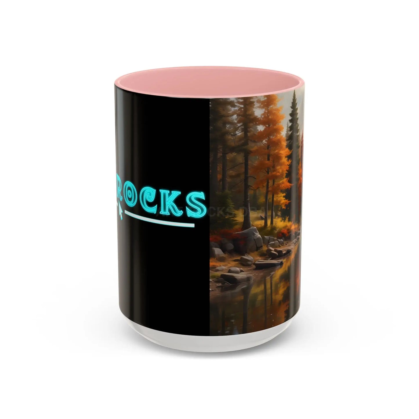 Autumn River Coffee Mug - Scenic Fall Landscape Accent Mug (11/15oz) - 15oz / Pink - Mug
