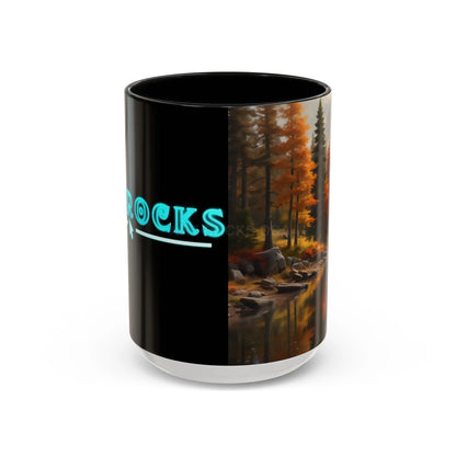 Autumn River Coffee Mug - Scenic Fall Landscape Accent Mug (11/15oz) - 15oz / Black - Mug