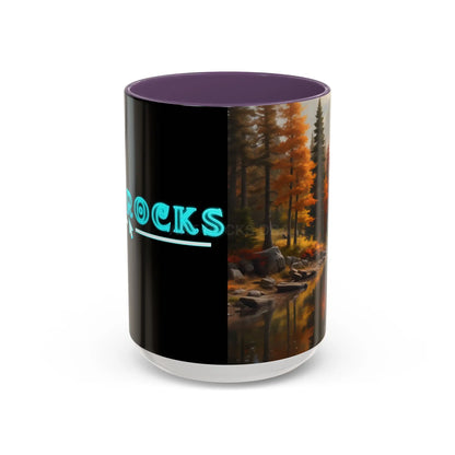 Autumn River Coffee Mug - Scenic Fall Landscape Accent Mug (11/15oz) - 15oz / Purple - Mug