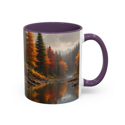 Autumn River Coffee Mug - Scenic Fall Landscape Accent Mug (11/15oz) - Mug