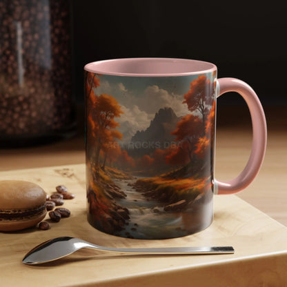 Autumn River Landscape Accent Coffee Mug – Scenic Fall Cabin Decor (11/15oz) - Mug