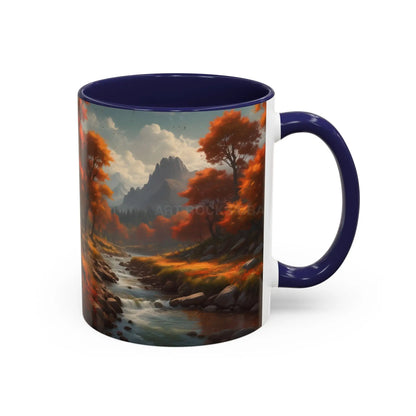 Autumn River Landscape Accent Coffee Mug – Scenic Fall Cabin Decor (11/15oz) - Mug