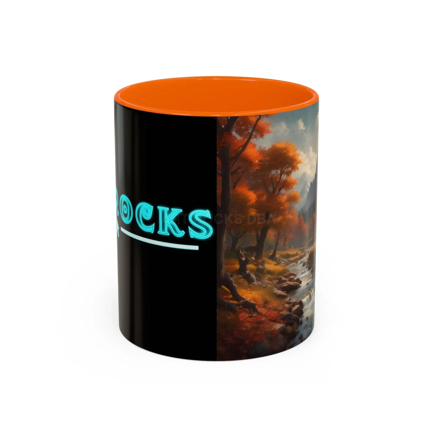 Autumn River Landscape Accent Coffee Mug – Scenic Fall Cabin Decor (11/15oz) - 11oz / Orange - Mug