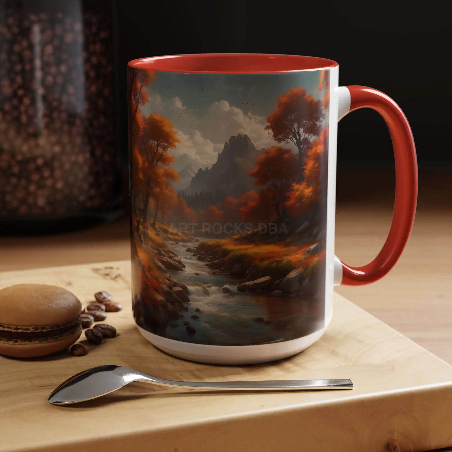 Autumn River Landscape Accent Coffee Mug – Scenic Fall Cabin Decor (11/15oz) - Mug