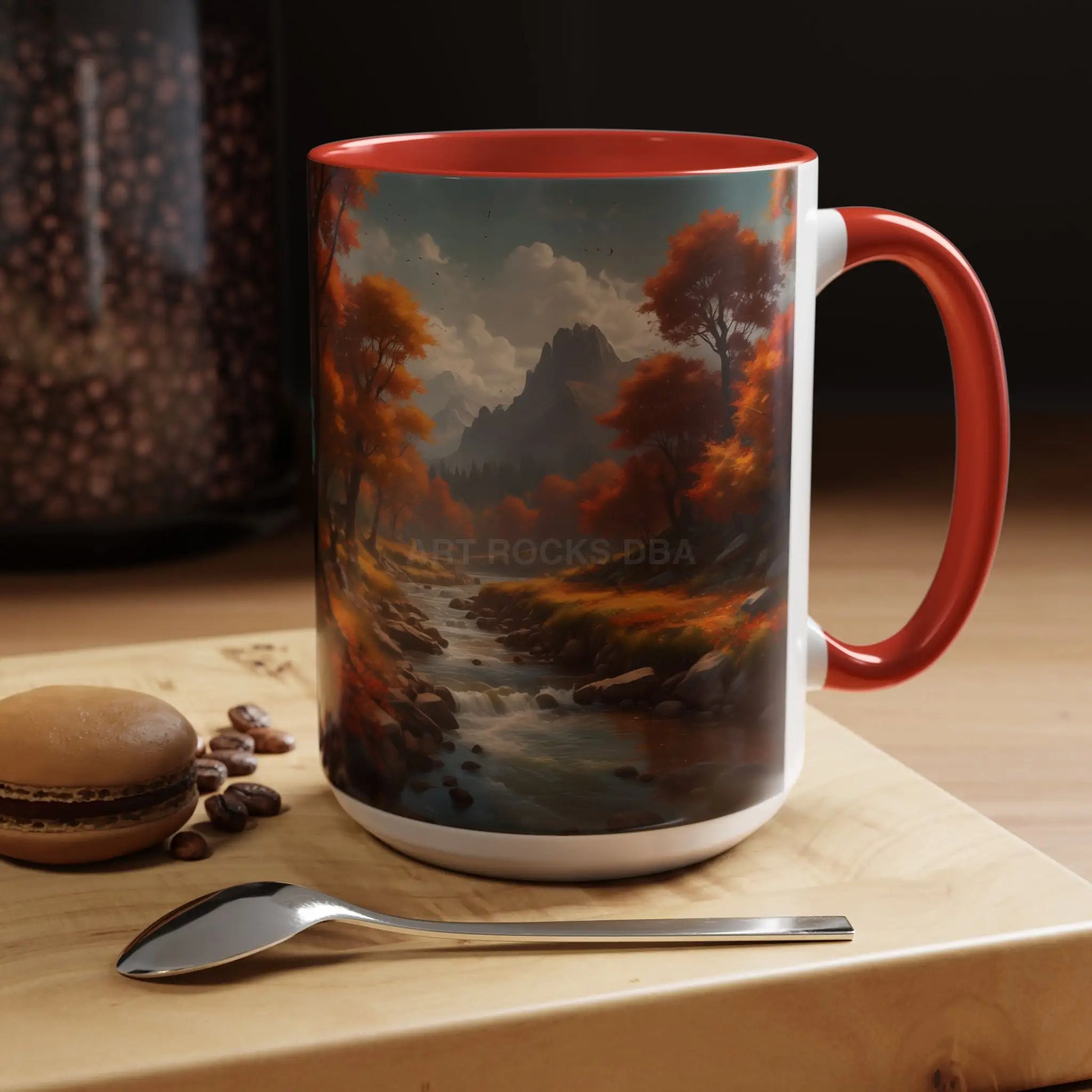 Autumn River Landscape Accent Coffee Mug – Scenic Fall Cabin Decor (11/15oz) - Mug
