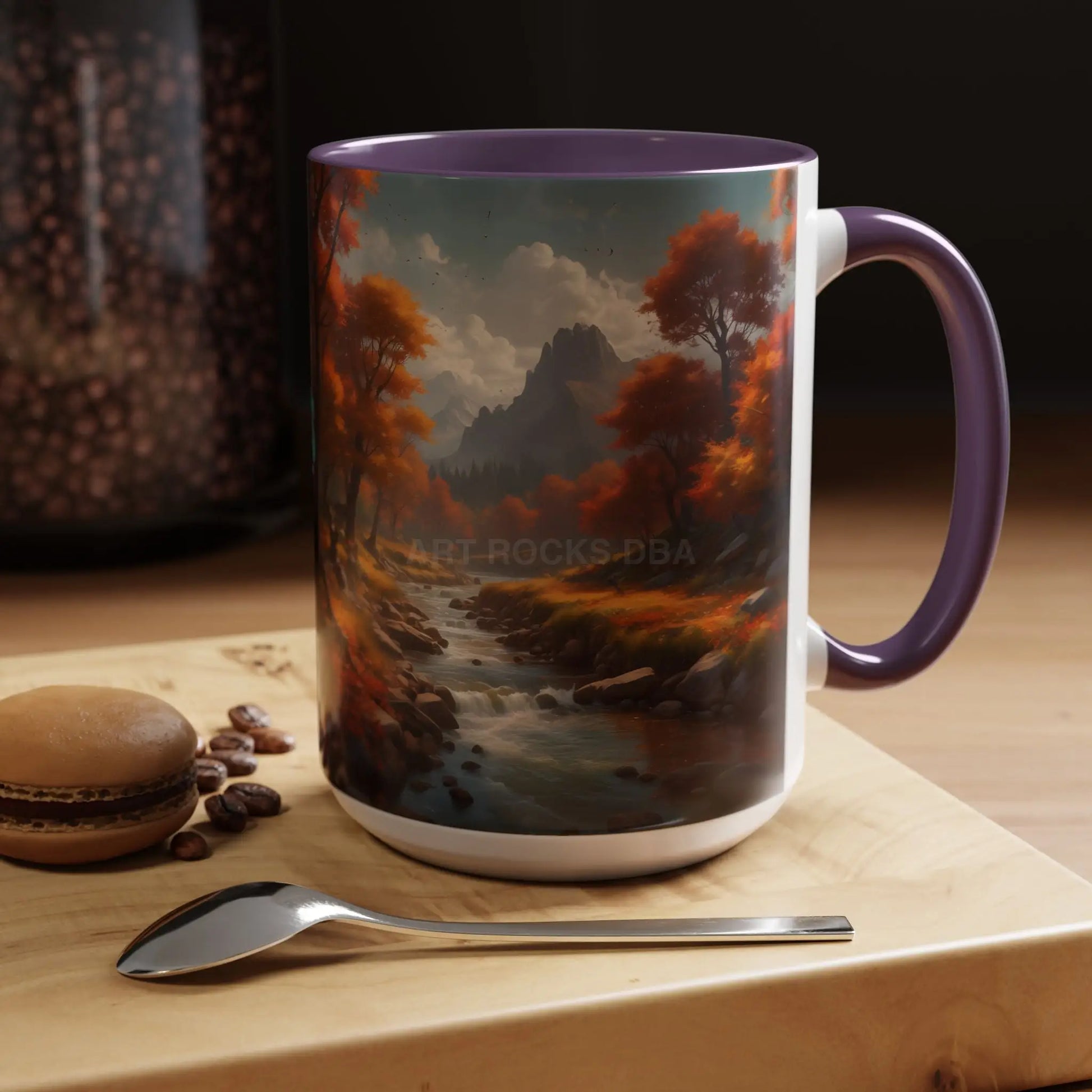 Autumn River Landscape Accent Coffee Mug – Scenic Fall Cabin Decor (11/15oz) - Mug