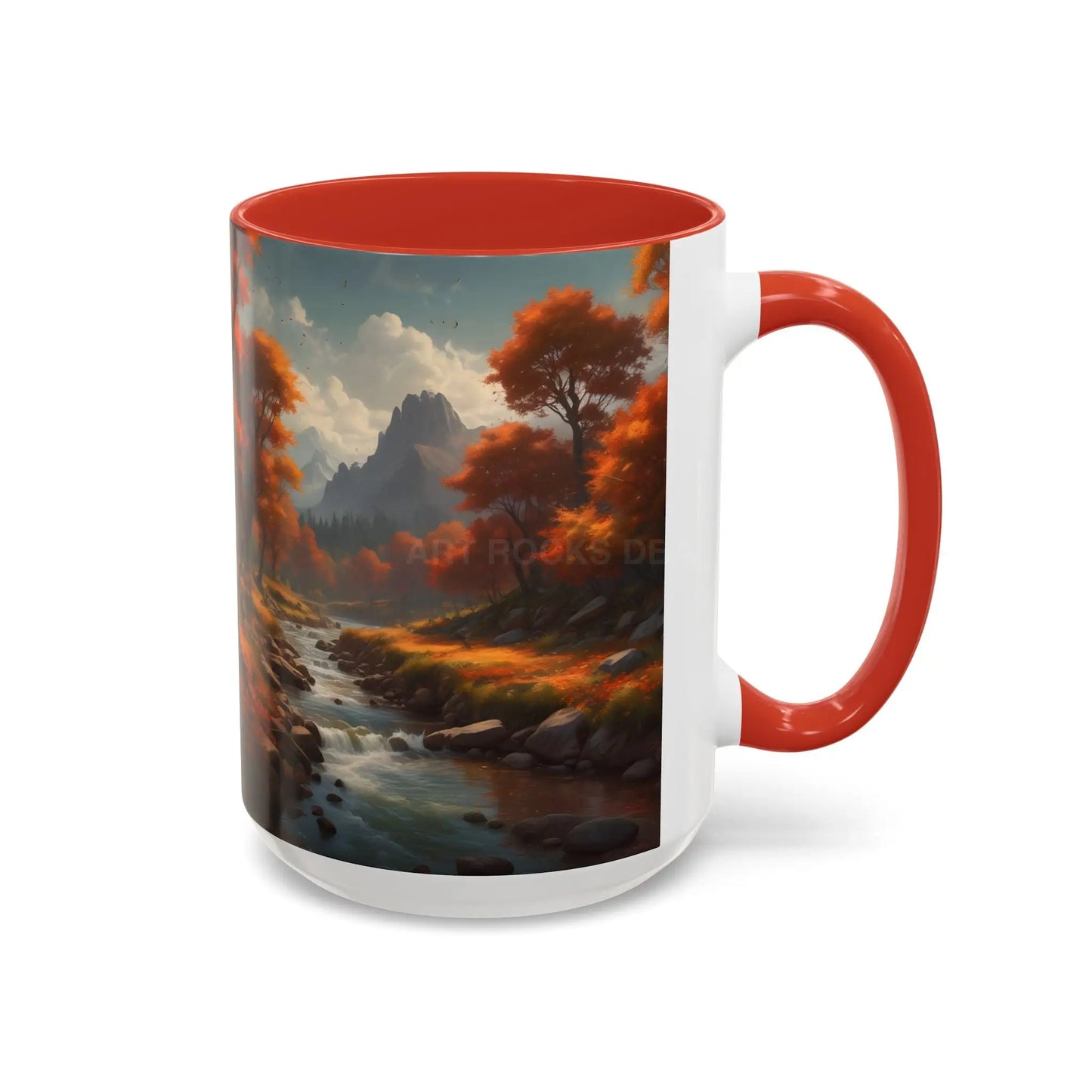 Autumn River Landscape Accent Coffee Mug – Scenic Fall Cabin Decor (11/15oz) - Mug
