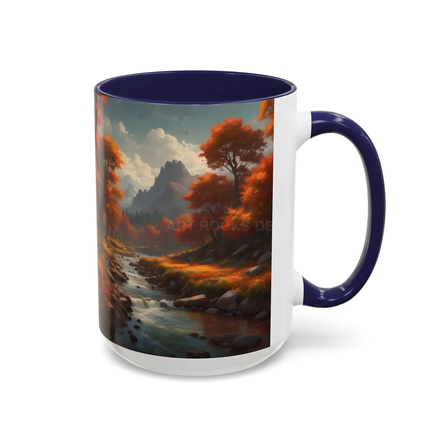Autumn River Landscape Accent Coffee Mug – Scenic Fall Cabin Decor (11/15oz) - Mug