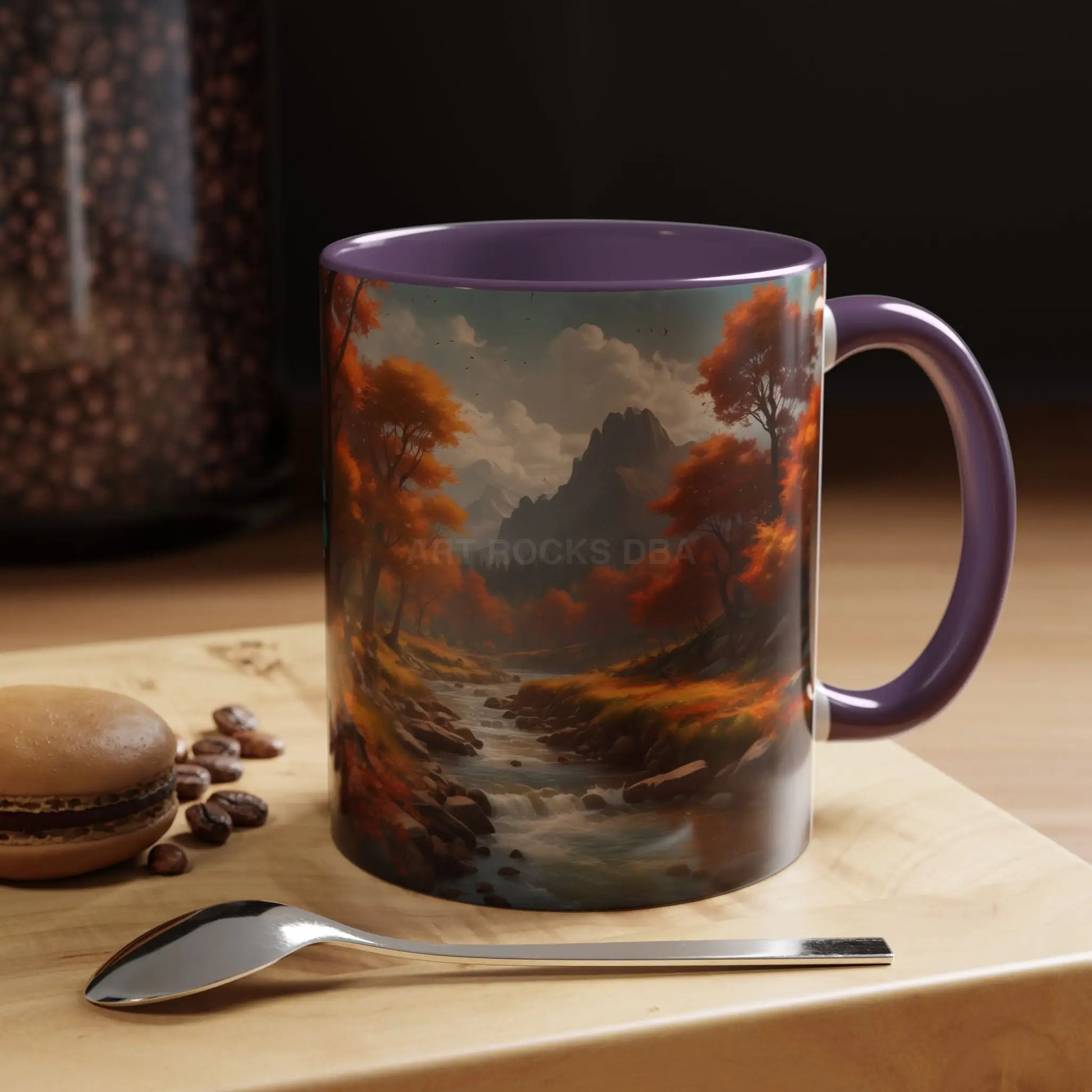 Autumn River Landscape Accent Coffee Mug – Scenic Fall Cabin Decor (11/15oz) - Mug
