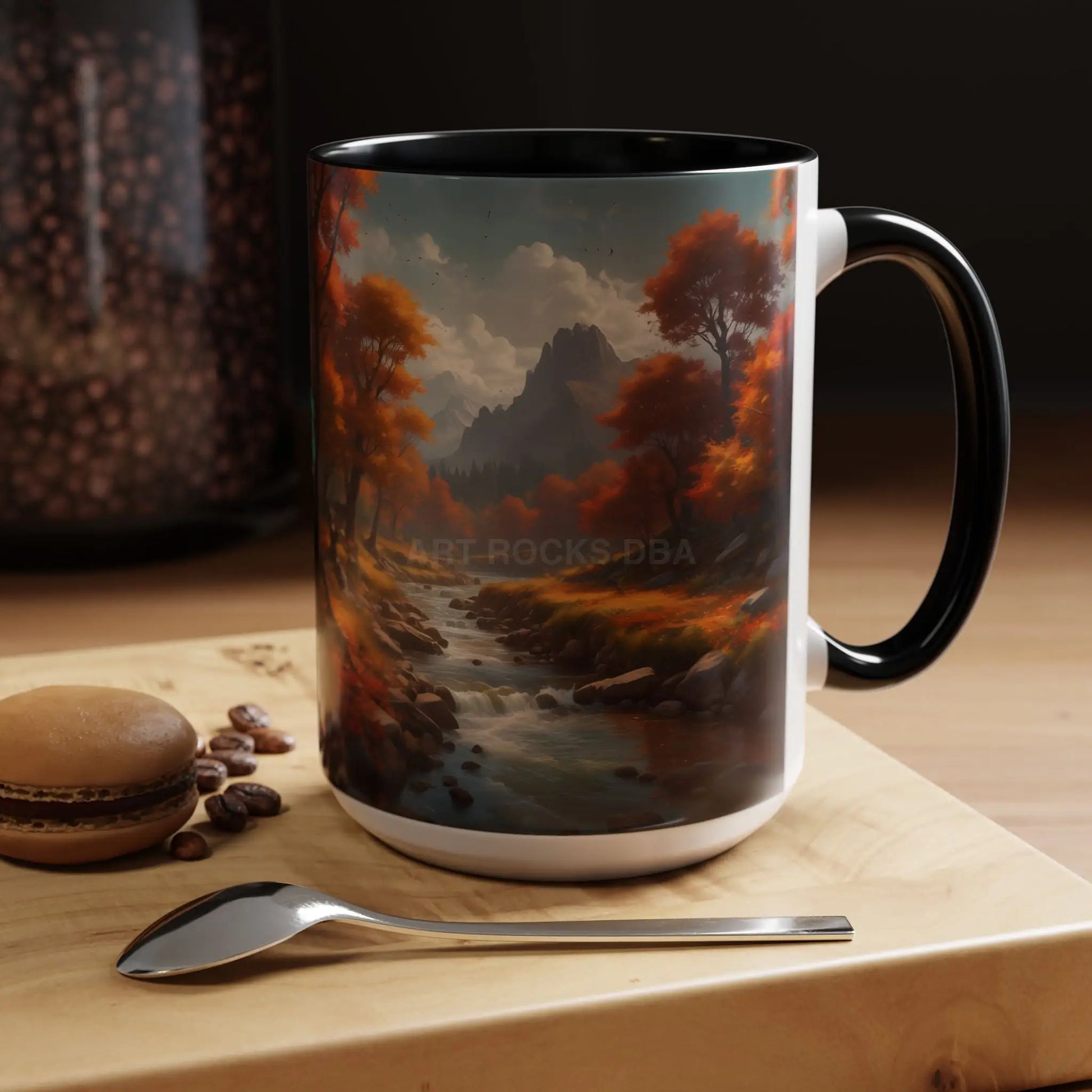 Autumn River Landscape Accent Coffee Mug – Scenic Fall Cabin Decor (11/15oz) - Mug