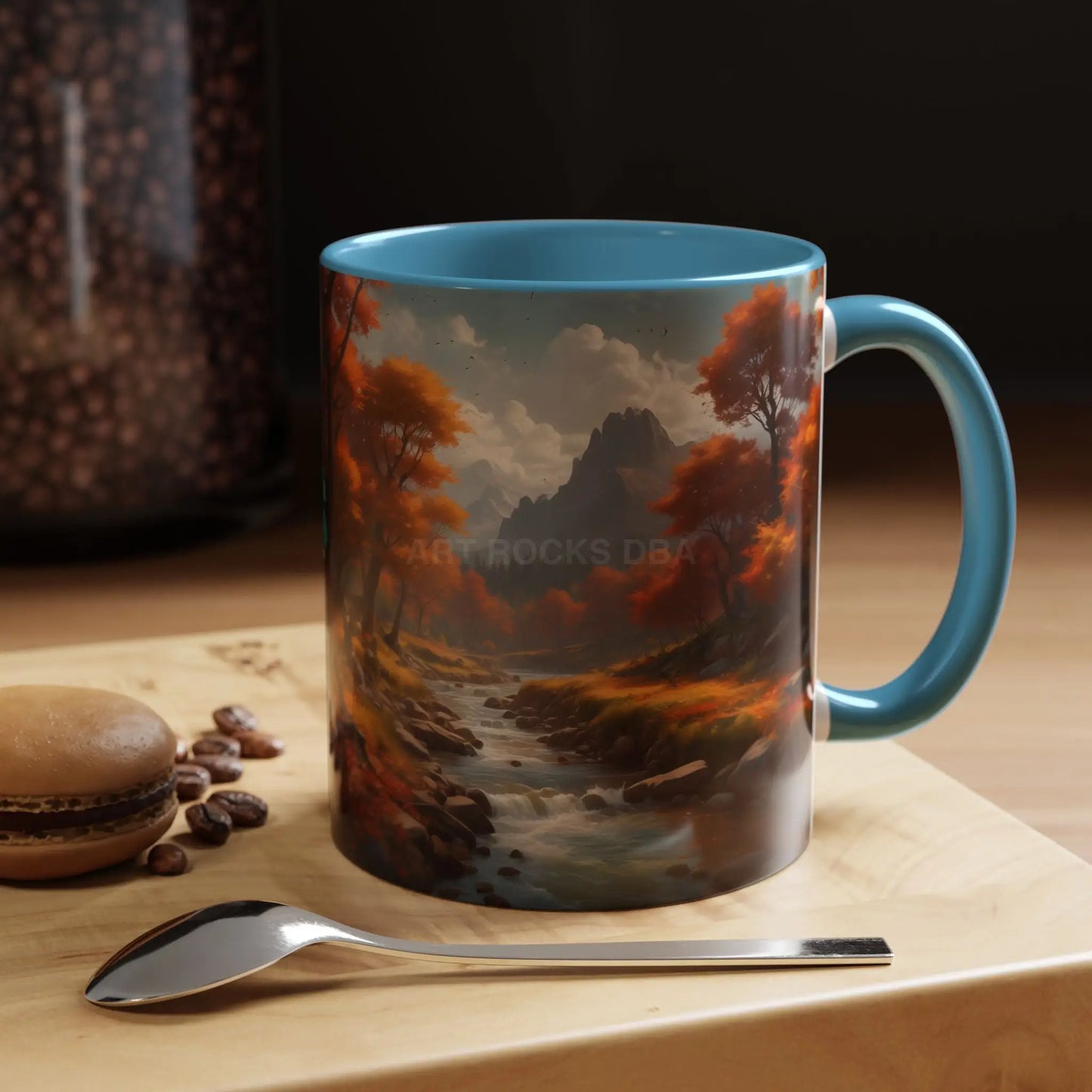 Autumn River Landscape Accent Coffee Mug – Scenic Fall Cabin Decor (11/15oz) - Mug