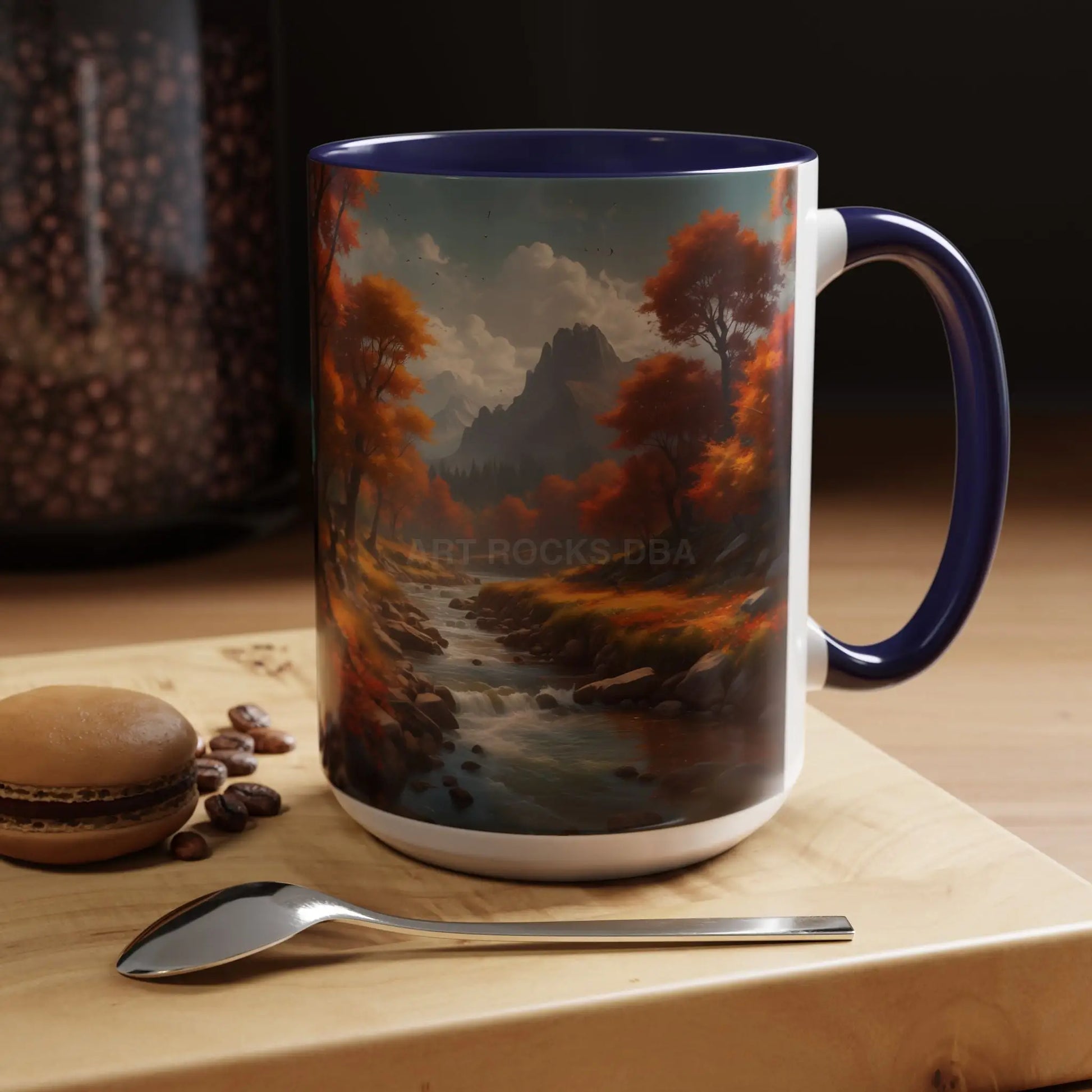 Autumn River Landscape Accent Coffee Mug – Scenic Fall Cabin Decor (11/15oz) - Mug