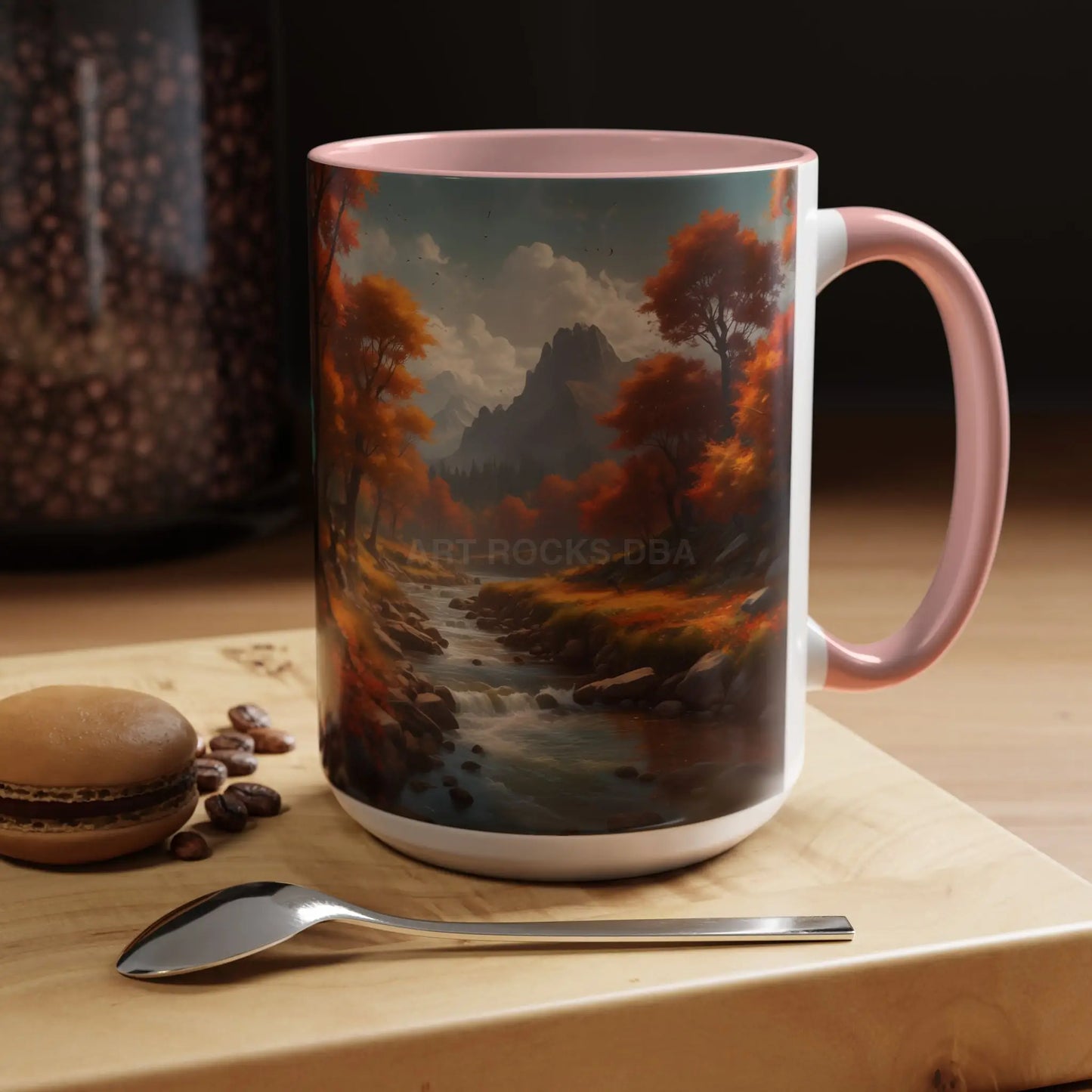 Autumn River Landscape Accent Coffee Mug – Scenic Fall Cabin Decor (11/15oz) - Mug