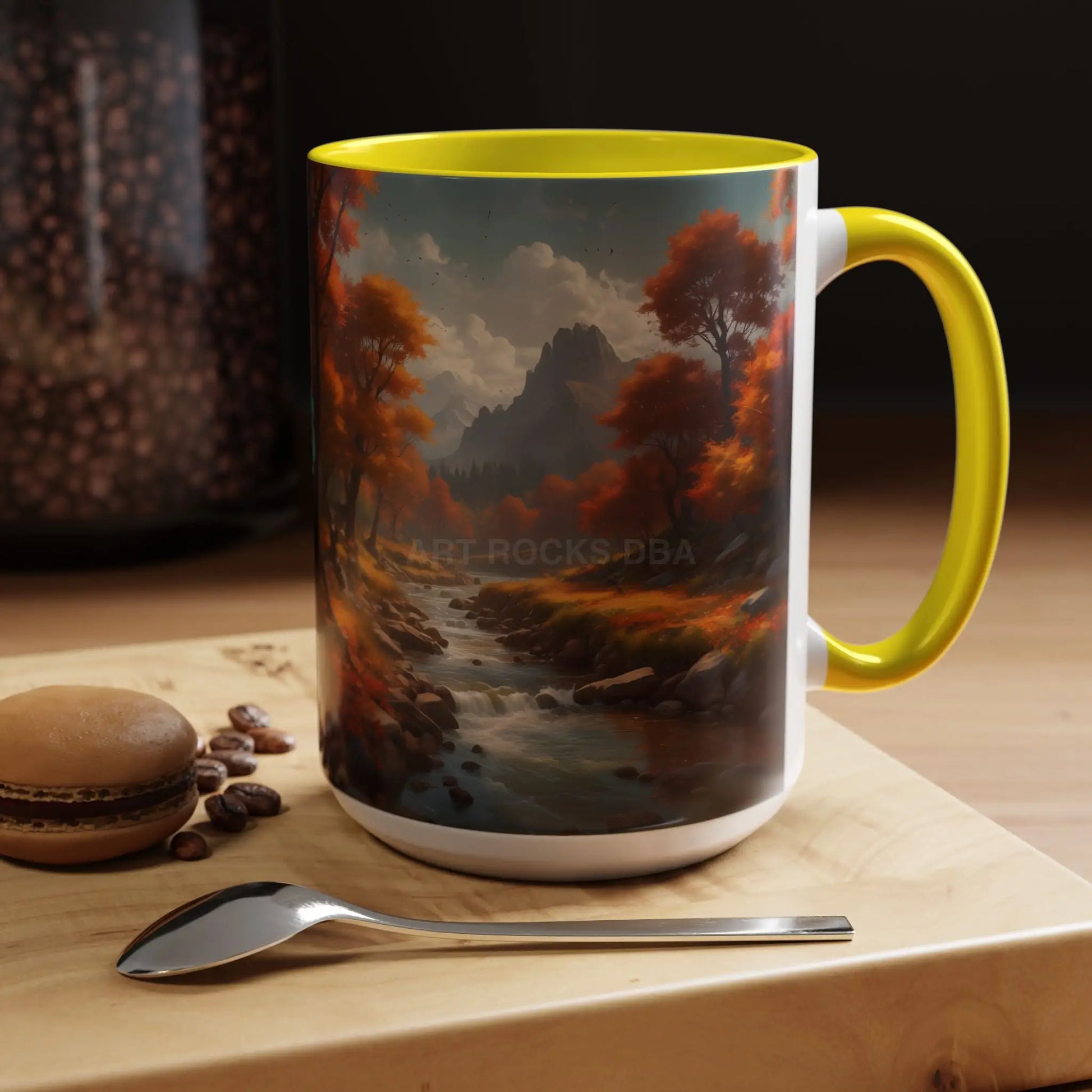 Autumn River Landscape Accent Coffee Mug – Scenic Fall Cabin Decor (11/15oz) - Mug
