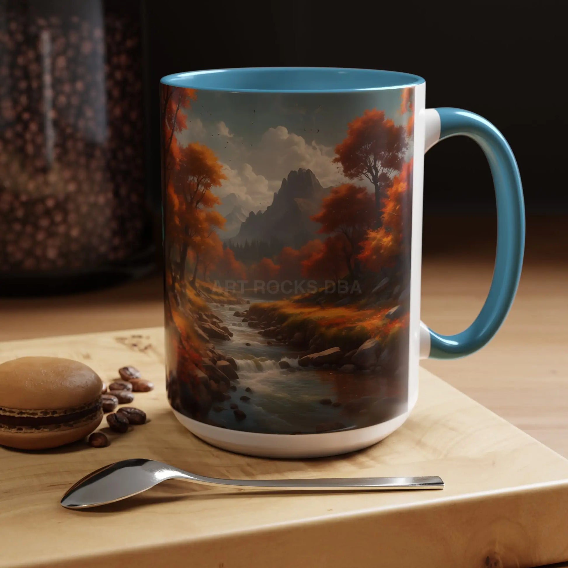 Autumn River Landscape Accent Coffee Mug – Scenic Fall Cabin Decor (11/15oz) - Mug