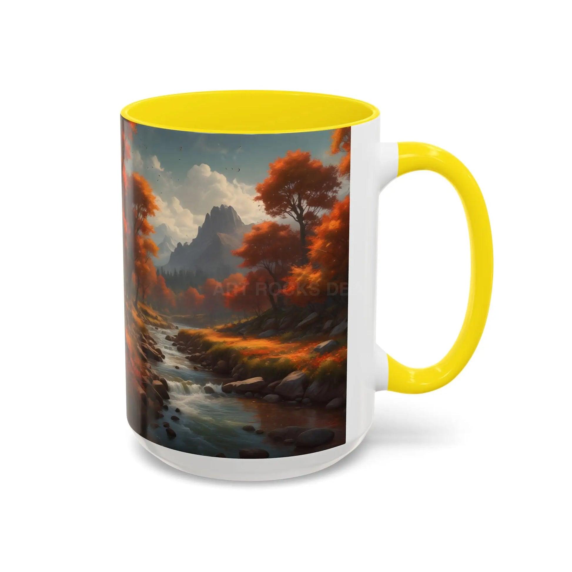 Autumn River Landscape Accent Coffee Mug – Scenic Fall Cabin Decor (11/15oz) - Mug