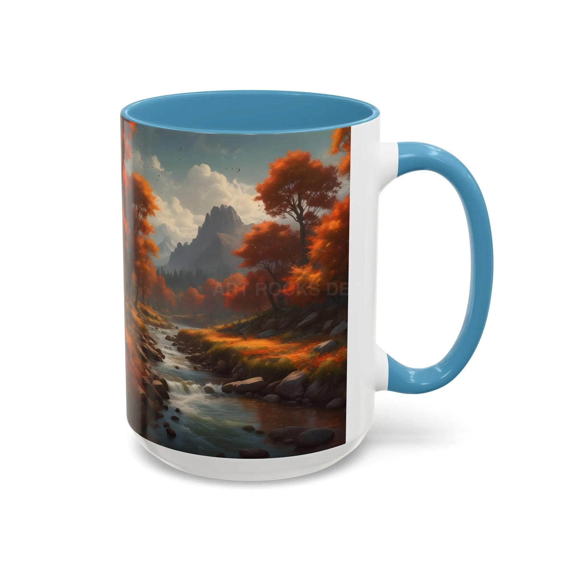 Autumn River Landscape Accent Coffee Mug – Scenic Fall Cabin Decor (11/15oz) - Mug