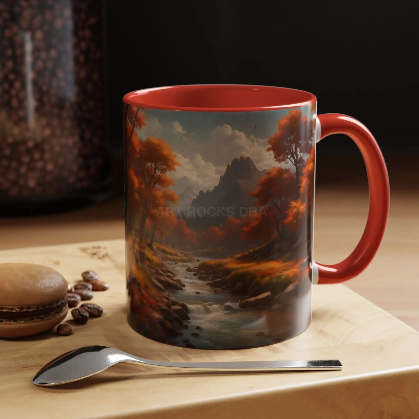 Autumn River Landscape Accent Coffee Mug – Scenic Fall Cabin Decor (11/15oz) - Mug