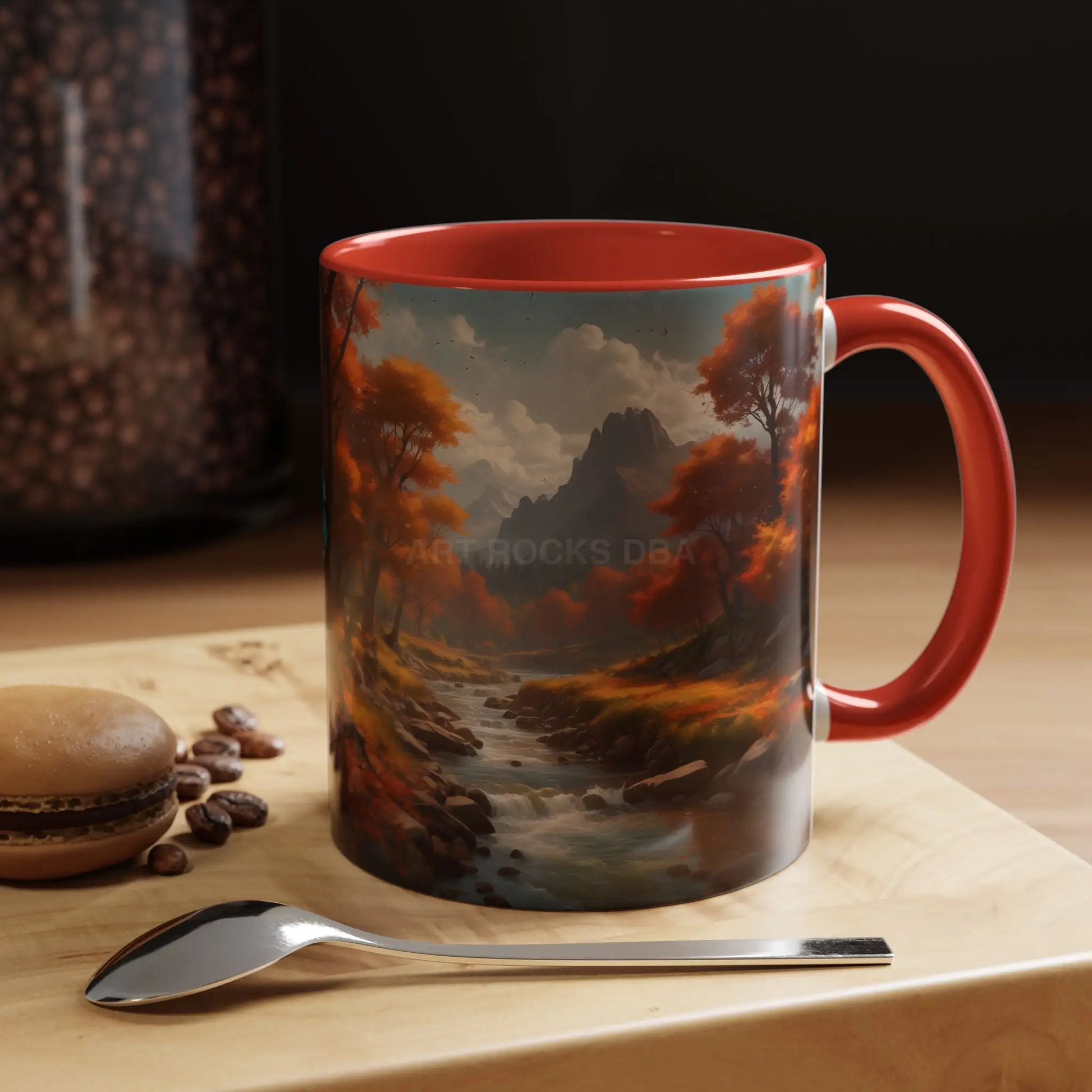 Autumn River Landscape Accent Coffee Mug – Scenic Fall Cabin Decor (11/15oz) - Mug