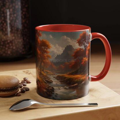 Autumn River Landscape Accent Coffee Mug – Scenic Fall Cabin Decor (11/15oz) - Mug