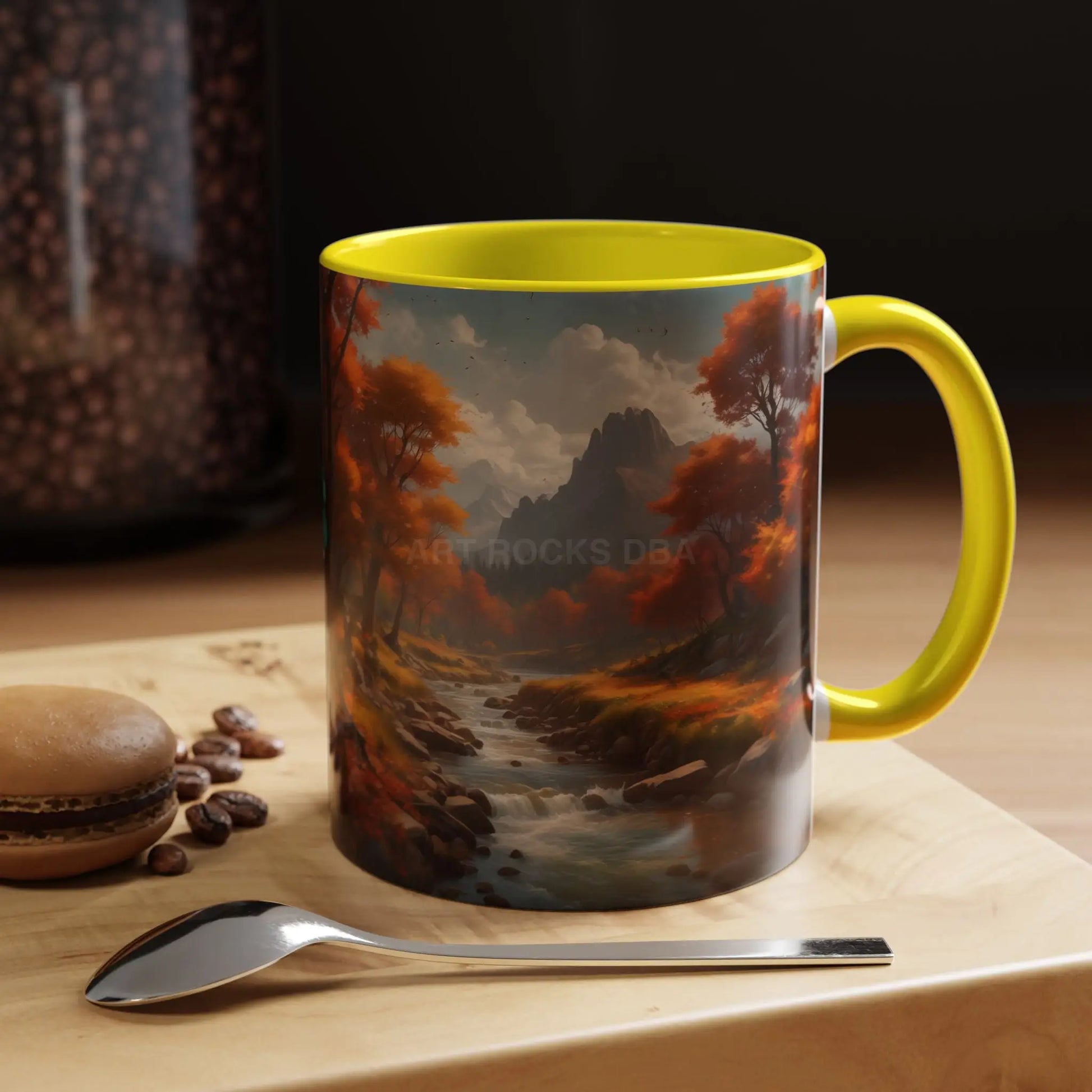 Autumn River Landscape Accent Coffee Mug – Scenic Fall Cabin Decor (11/15oz) - Mug