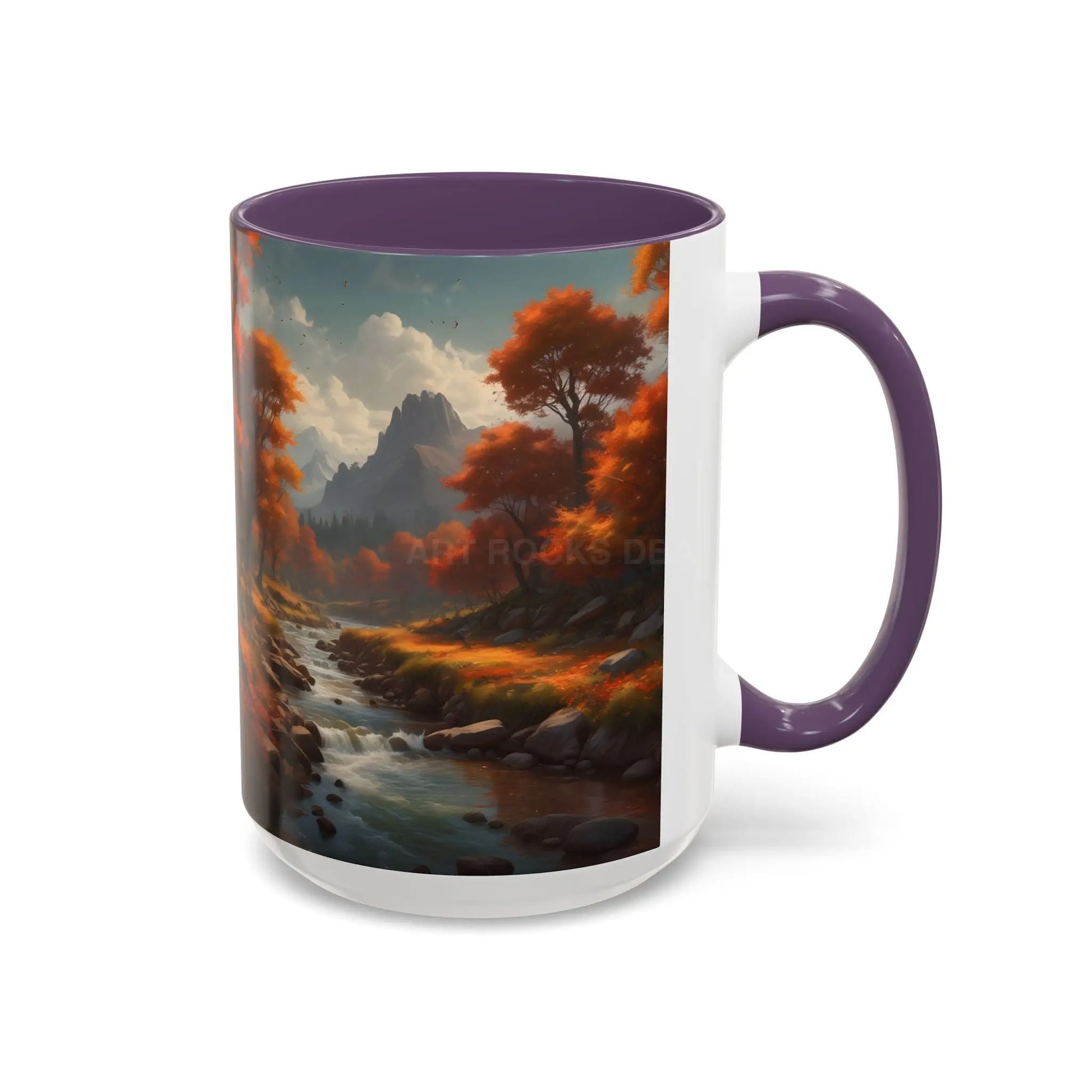 Autumn River Landscape Accent Coffee Mug – Scenic Fall Cabin Decor (11/15oz) - Mug