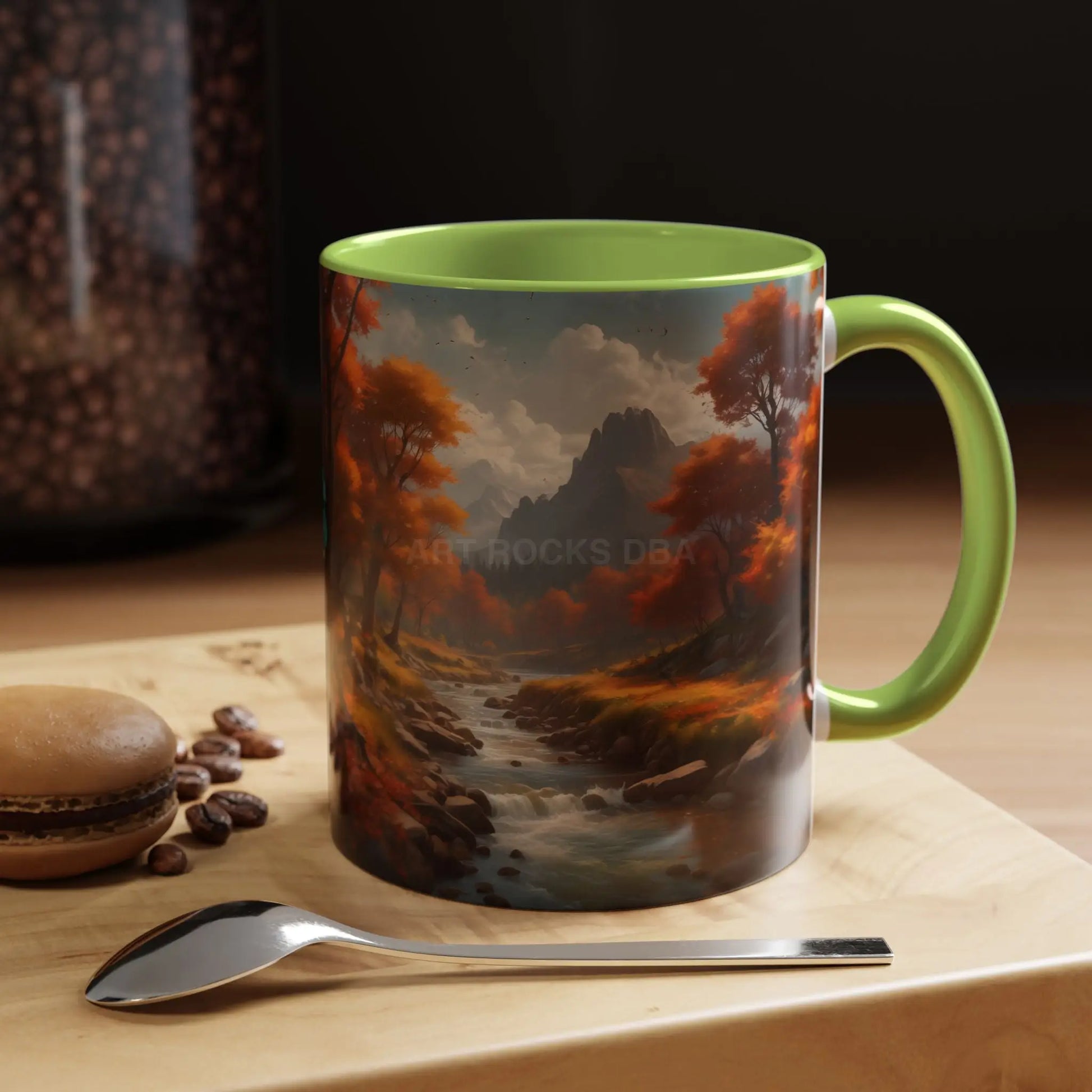 Autumn River Landscape Accent Coffee Mug – Scenic Fall Cabin Decor (11/15oz) - Mug