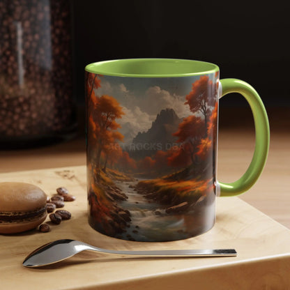 Autumn River Landscape Accent Coffee Mug – Scenic Fall Cabin Decor (11/15oz) - Mug