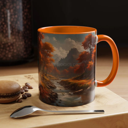 Autumn River Landscape Accent Coffee Mug – Scenic Fall Cabin Decor (11/15oz) - Mug