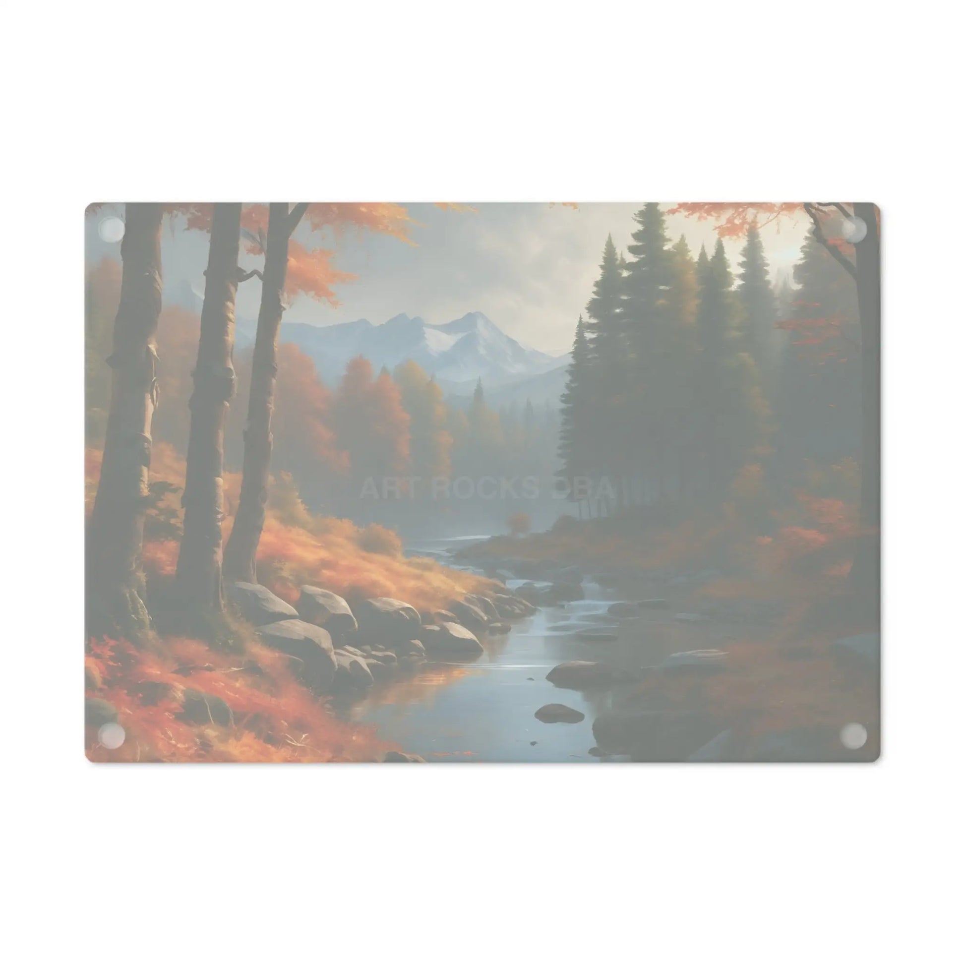 Autumn River Landscape Cutting Board — Scenic Forest & Mountain Kitchen Decor - Home Decor