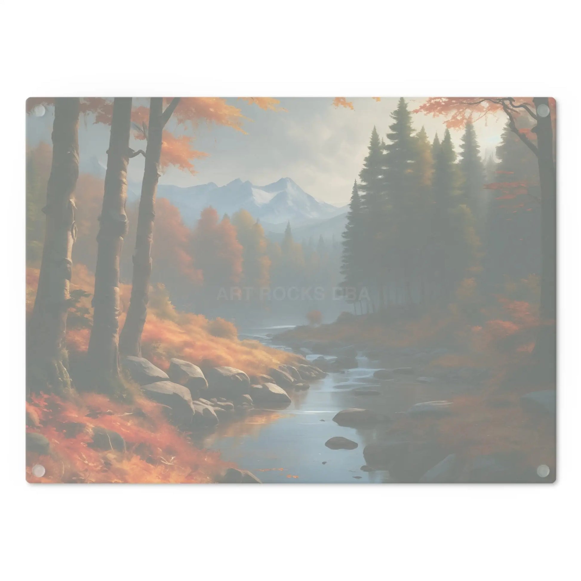 Autumn River Landscape Cutting Board — Scenic Forest & Mountain Kitchen Decor - Home Decor