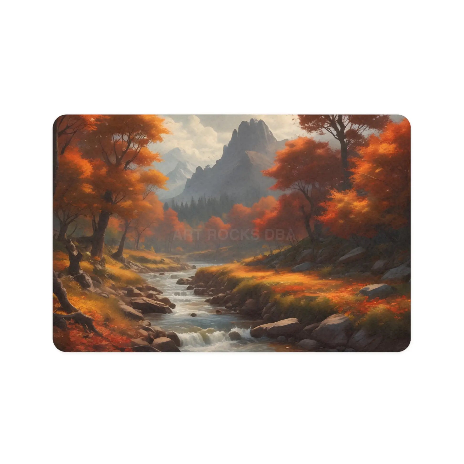 Autumn River Pet Food Mat (12x18) - Scenic Fall Landscape Placemat for Pets - 12’’ × 18’’ / Rectangle - Pets
