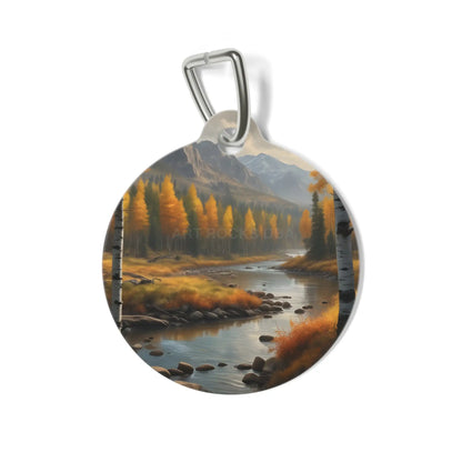 Autumn River Pet Tag — Scenic Mountain Stream Dog ID Tag - 1’’ - Pets